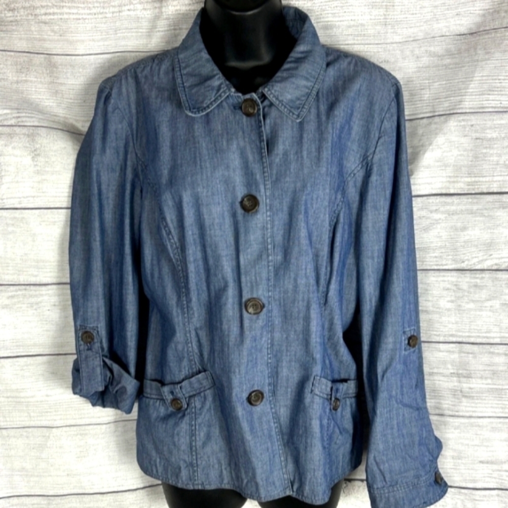 Charter Club Blue Jean Lightweight Jacket Or Top Classic Denim Style
